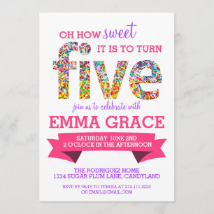 Candy Theme 5e anniversaire fête Invitation