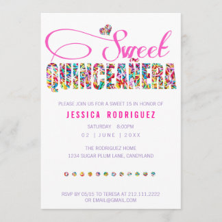 Candy Theme Quinceañera Birthday Einladung