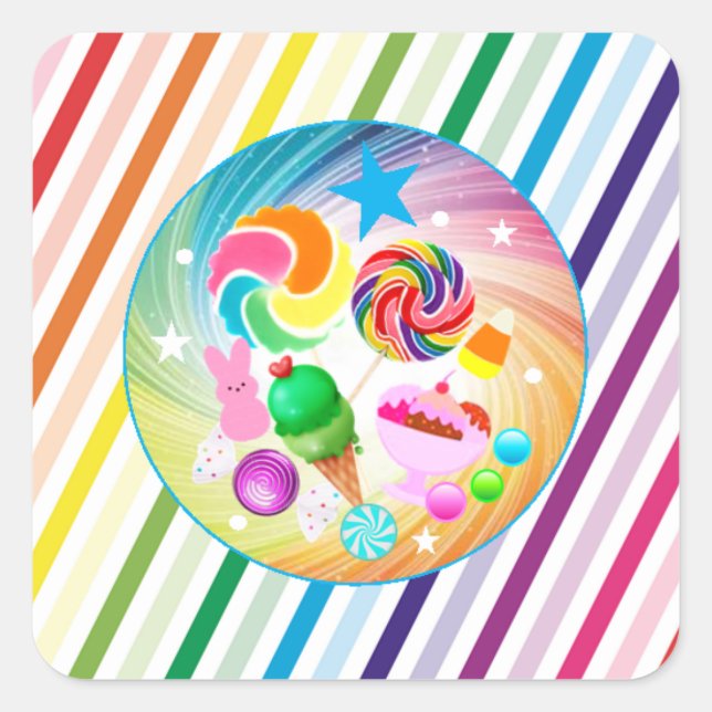 Candy Theme, Schokolade, Goldenes Ticket, wonka Pa Quadratischer Aufkleber (Vorderseite)