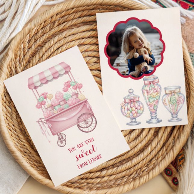 Candy Theme Sweet Kids Valentine Photo Karte (Von Creator hochgeladen)