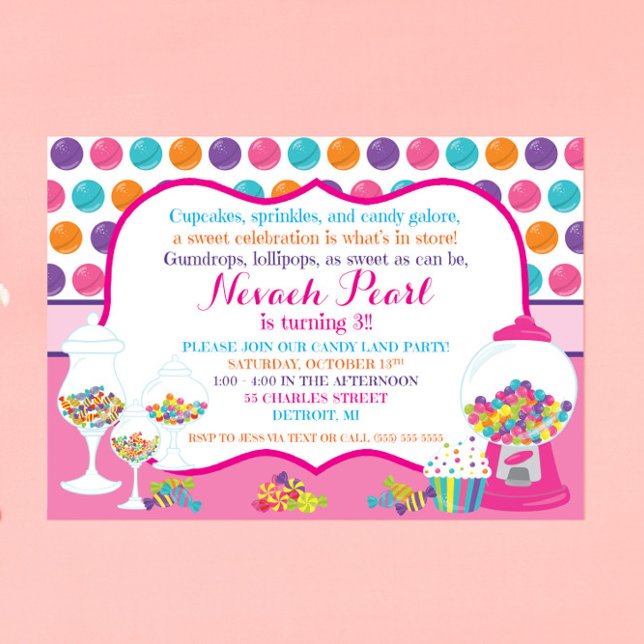Candy Themed Geburtstagsparty Einladung (Von Creator hochgeladen)