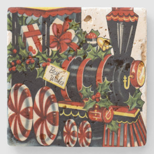 Candy Train Weihnachten Steinuntersetzer