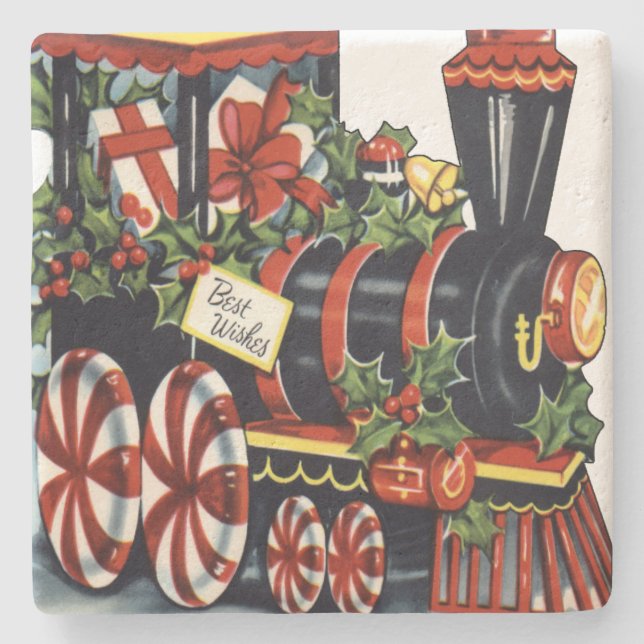 Candy Train Weihnachten Steinuntersetzer (Vorderseite)