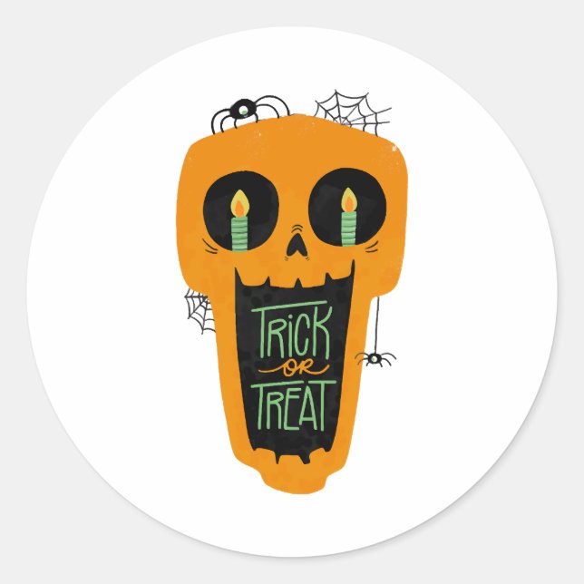 Candy Trick oder Treat Funny Pumpkin Halloween Jun Runder Aufkleber (Vorderseite)
