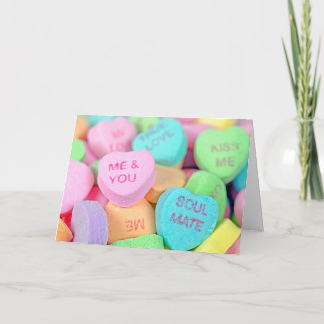 Candy Valentine's Day Heart Feiertagskarte (Vorderseite)