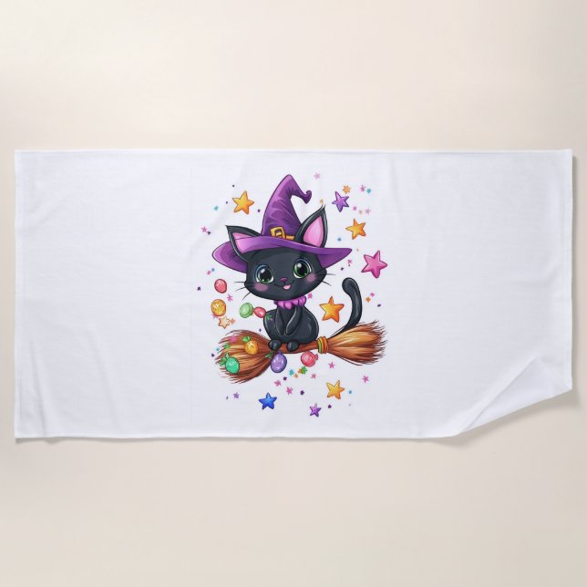Candy Witch Cat Strandtuch (Vorderseite)