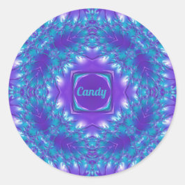 CANDY ~ WOW HÜBSCH 3D! Aqua, Lila und weiß ~ Runder Aufkleber