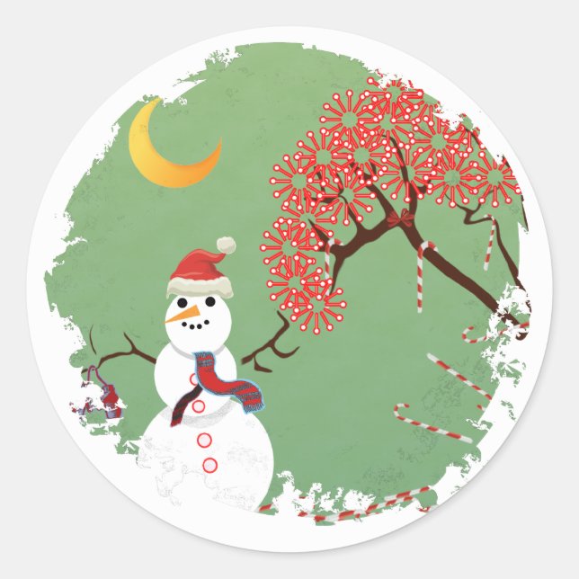 CandyCane Snowman Sticker (Vorderseite)