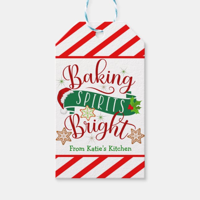 CandyCane Stripe Baking Spirituosen hell Geschenkanhänger (Vorderseite)