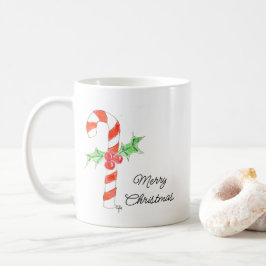 Candycane With Holly Kaffeetasse