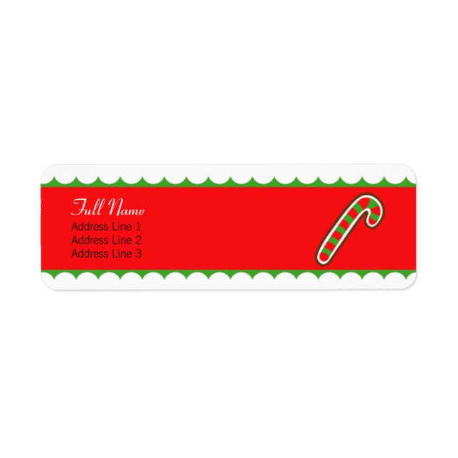Candycanrot auf grünem Weihnachtslabel (Vorne)