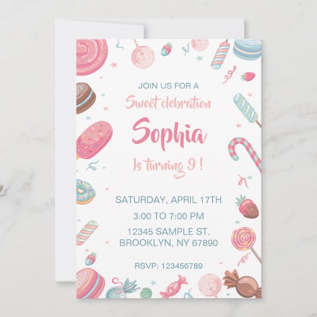 Candyland Anniversaire Invitation de fête (Devant)