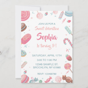 Candyland Anniversaire Invitation de fête