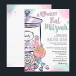 Candyland Bat Mitzvah Einladung<br><div class="desc">Candyland Candy Lollipop Candy Jar Gumballs Wasserfarbe Glitzer Bat Mitzvah Einladung // PASSUNG RSVP KARTE IN SHOP //</div>