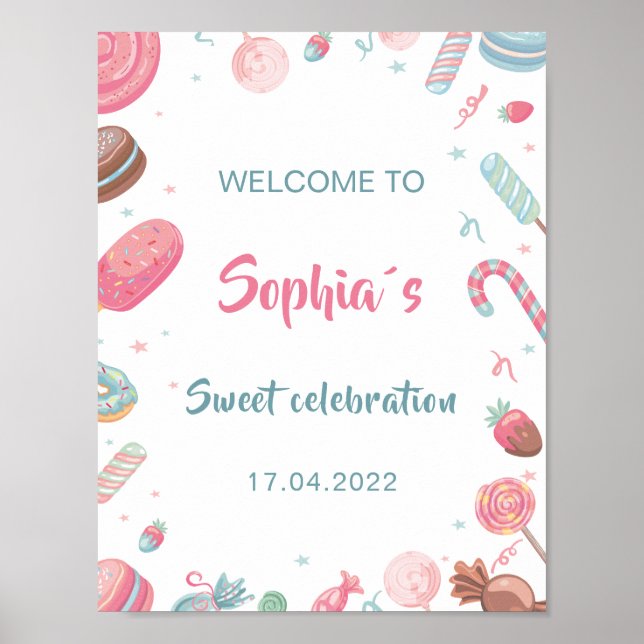 Candyland Birthday Welcome Sign Poster (Vorne)