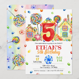 Candyland Candy Invitation pour Candy Thème - 5ème