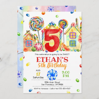 Candyland Candy Invitation pour Candy Thème - 5ème