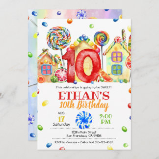 Candyland Candy Invitation pour le thème de bonbon