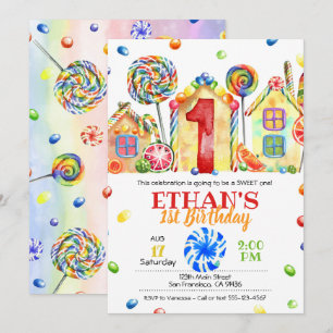 Candyland Candy Invitation pour les bonbons Thème 