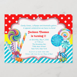 Candyland Candy Theme Anniversaire Invitation