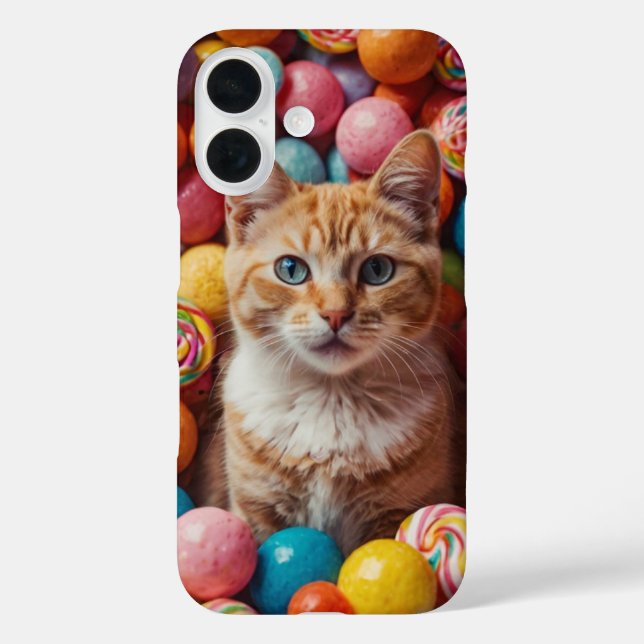 Candyland Cat iPhone 16 Hülle (Rückseite)