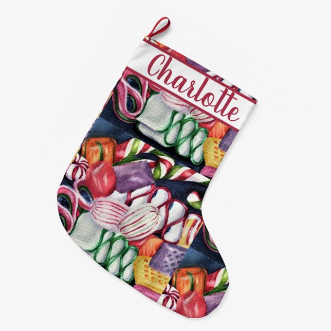 Candyland Großer Weihnachtsstrumpf (Vorderansicht (hängend))