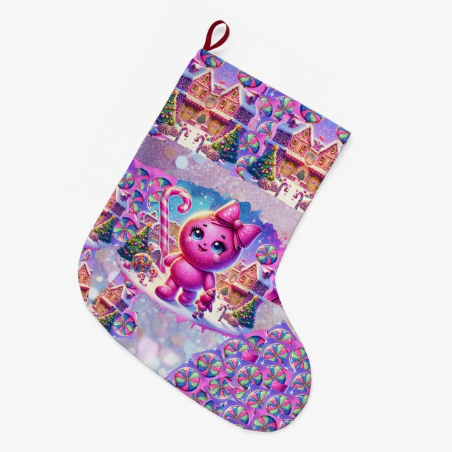 CandyLand GumDrop Großer Weihnachtsstrumpf (Vorderansicht (hängend))