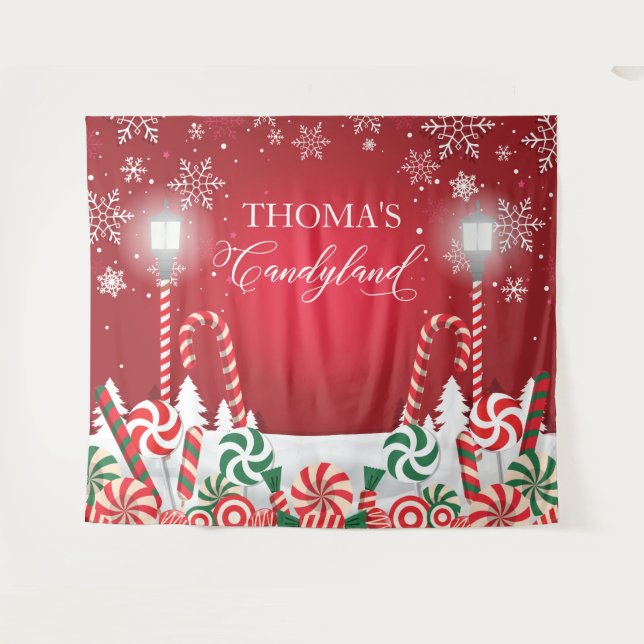 Candyland holidays christmas banner backdrop  wandteppich (Vorderseite (Horizontal))