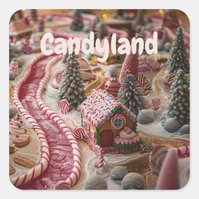 Candyland Quadratischer Aufkleber (Vorderseite)