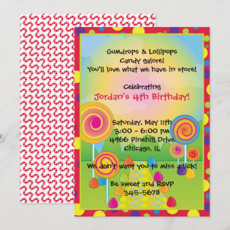 Candyland: Red Sugary Sweet Lollipops Candy Einladung