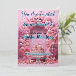 Candyland Super Sweet 16 Invitations