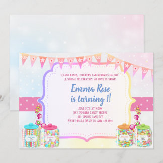Candyland Süßigkeiten Geburtstagsparty Einladung