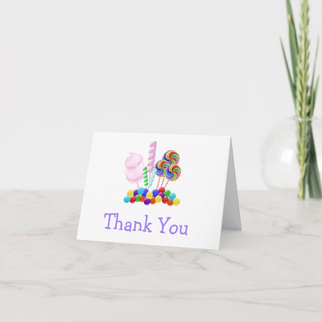 Candyland Süßigkeiten Thema Sweet 16 Danke Karte (Vorderseite)