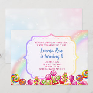 Candyland Süßigkeitsthema-Geburtstags-Party Einladung