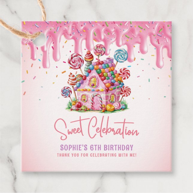 Candyland Sweet Celebration Birthday Party Geschenkanhänger (Vorderseite)
