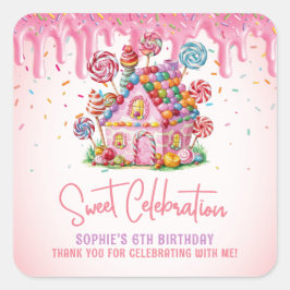 Candyland Sweet Celebration Birthday Vielen Dank Quadratischer Aufkleber