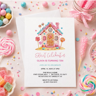 Candyland Sweet Celebration Kindergeburtstag Party Einladung