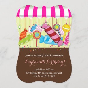 Candyland Sweet Shop Invitations d'anniversaire