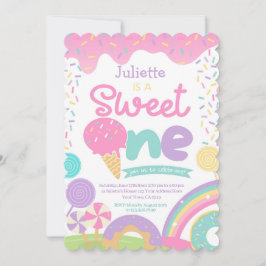 Candyland und Eiscreme 1. Geburtstag Einladung