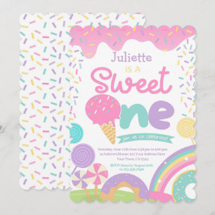 Candyland und Eiscreme 1. Geburtstag Einladung