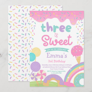 Candyland und Eiscreme, zwei süße 2. Geburtstag Einladung