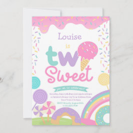 Candyland und Eiscreme, zwei süße 2. Geburtstag Einladung