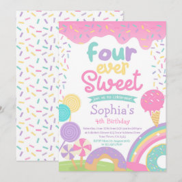 Candyland und Ice Cream Vier-mal Sweet Birthday Einladung