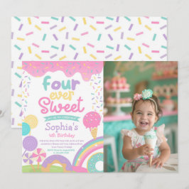 Candyland und Ice Cream Vier-mal Sweet Birthday Einladung