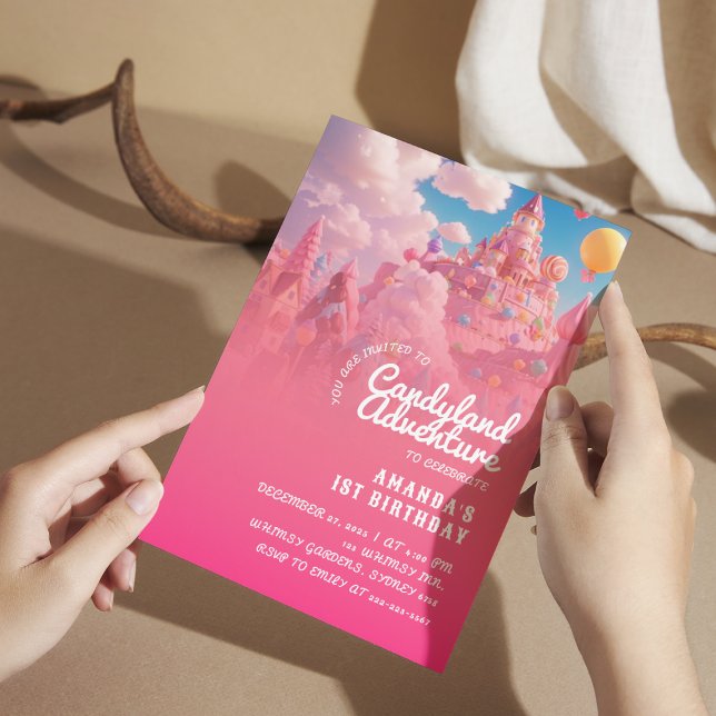 Candyland World Cool Pink Girl Birthday Einladung (Von Creator hochgeladen)