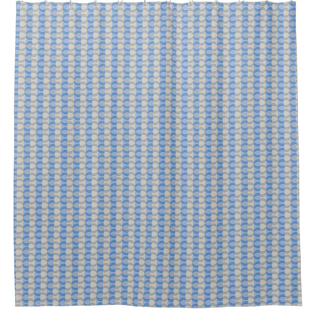 Candystripe Blau auf lagertan Duschvorhang (Vorderseite)