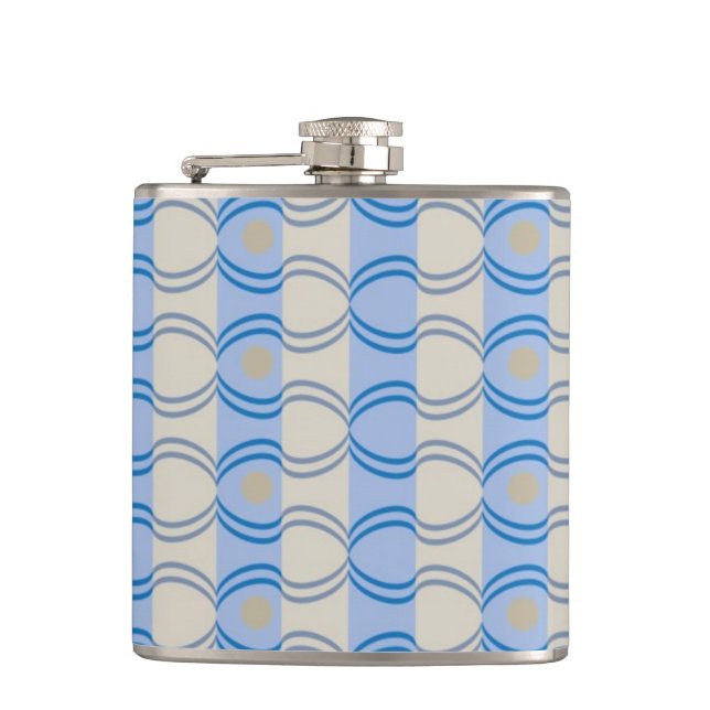 Candystripe Blau auf lagertan Flachmann (Vorderseite)