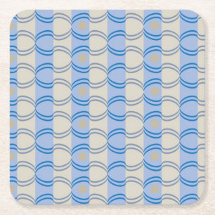 Candystripe Blau auf lagertan Rechteckiger Pappuntersetzer
