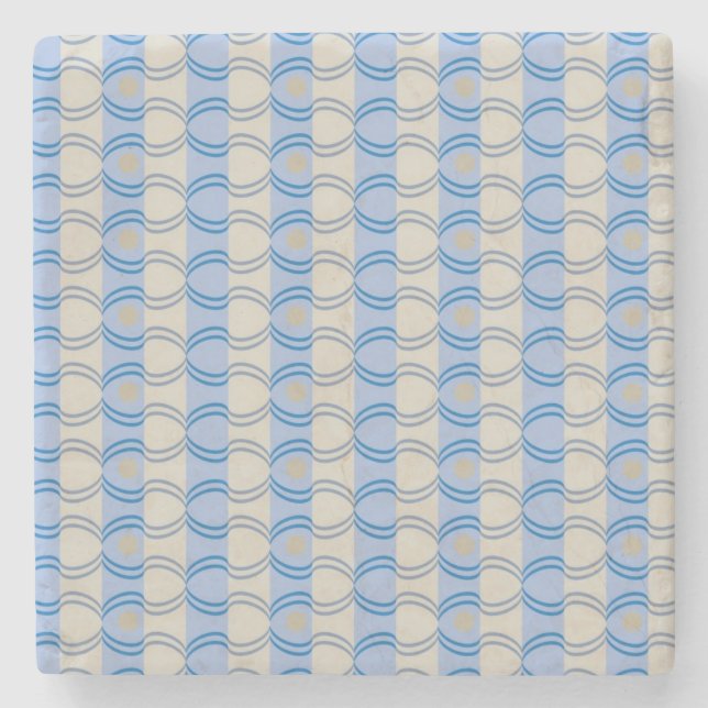 Candystripe Blau auf lagertan Steinuntersetzer (Vorderseite)