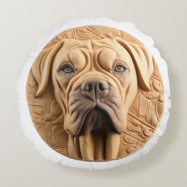 Cane Corso 3D Inspiriert Rundes Kissen (Vorderseite)